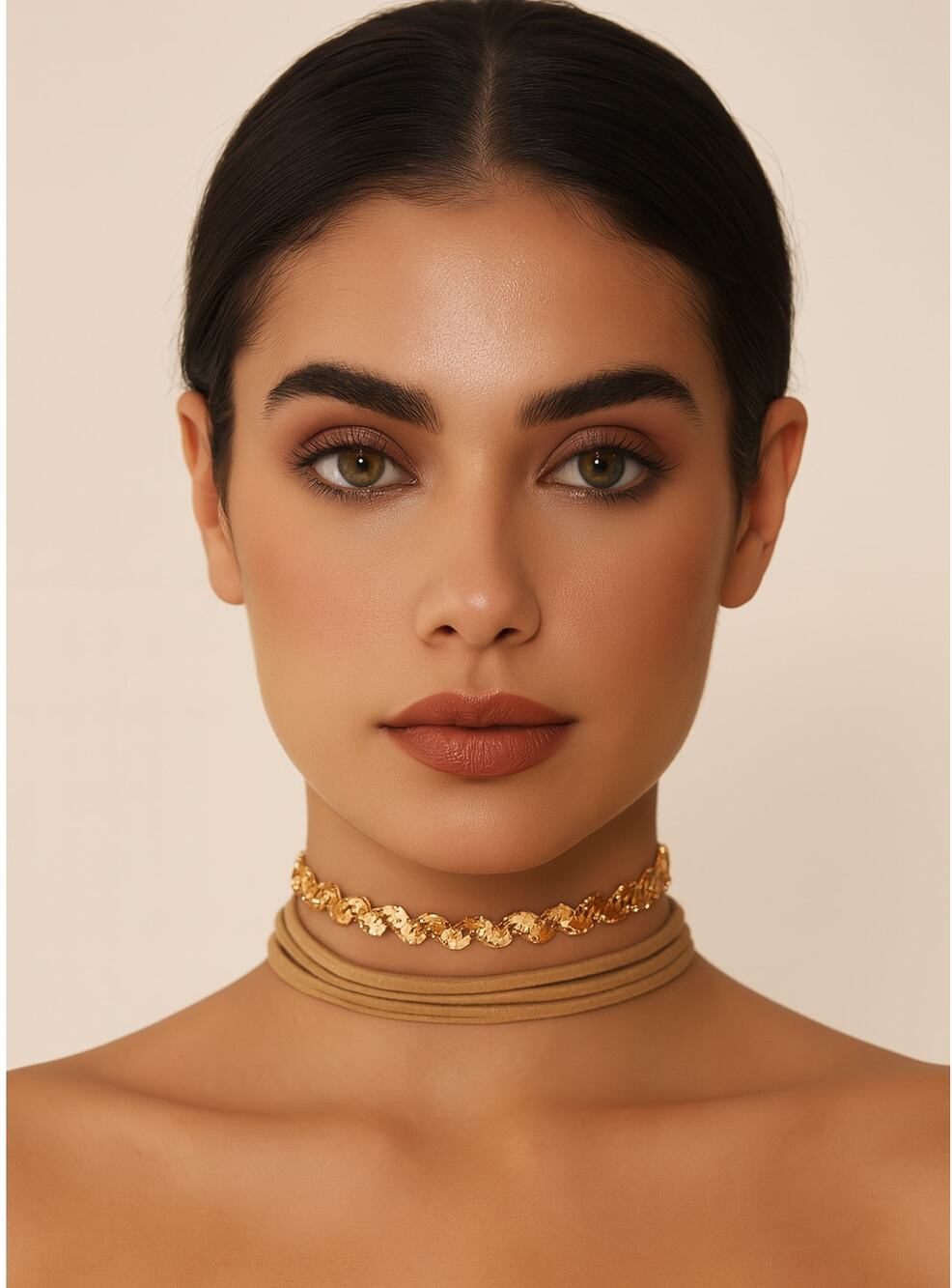 Mia Collection Womens Gold Sequin & Metallic Wrap Tie Choker 2pc Party Necklace